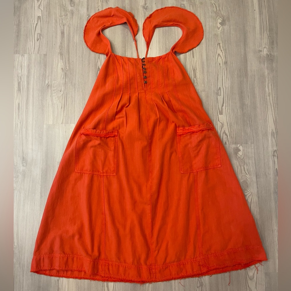 Anthropologie Pilcro Flutter Sleeve Coral Midi Dress - Picture 3 of 12